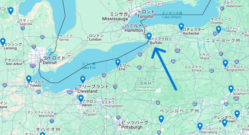 Buffaloの地図