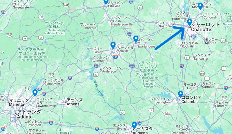 Charlotteの地図