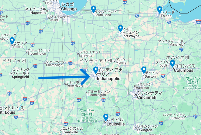 Indianapolisの地図