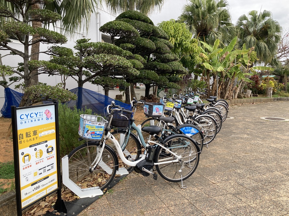 宜野湾キャンプのレンタル自転車置き場