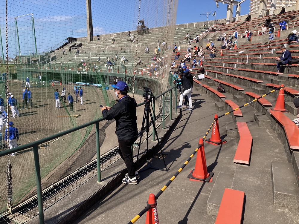 中日ドラゴンズのキャンプ地・北谷公園野球場の立ち入り禁止エリア（本塁ネット裏）