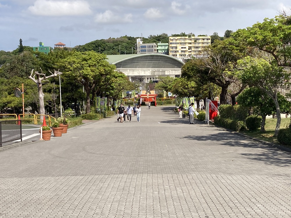 浦添運動公園内の浦添市民球場への道