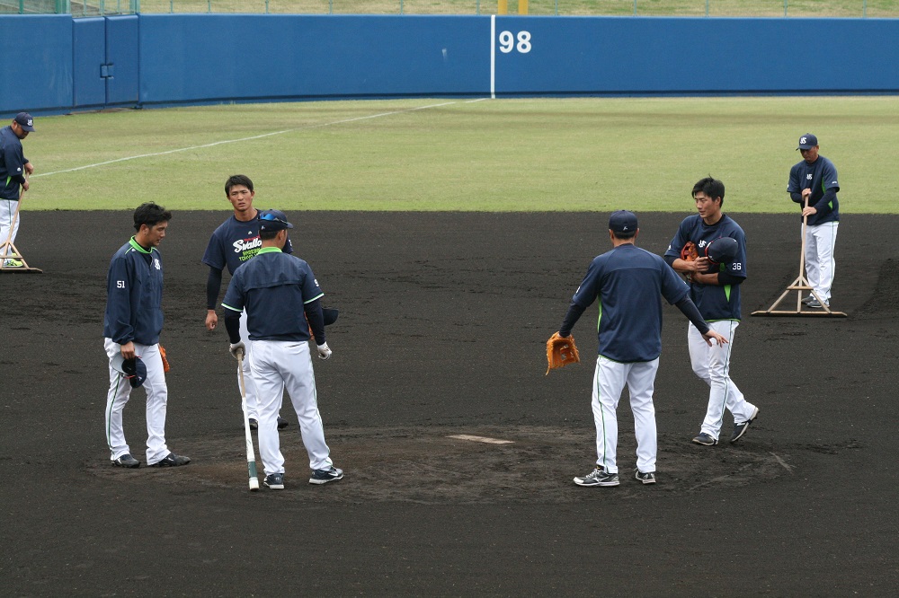 ヤクルトスワローズ・浦添キャンプの内野練習