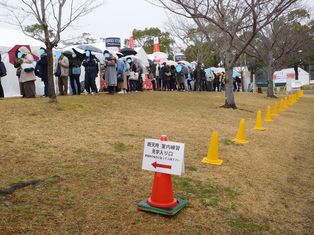 アイビースタジアムの室内練習場見学者の列