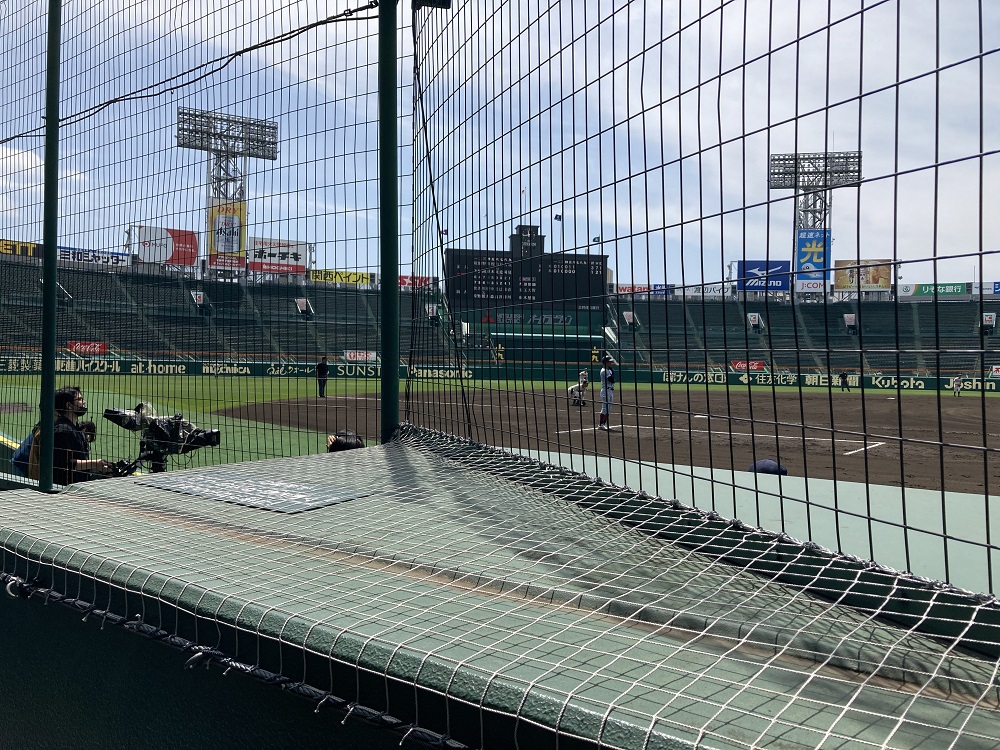 試合が見にくい緑ネットが撤去された跡の写真