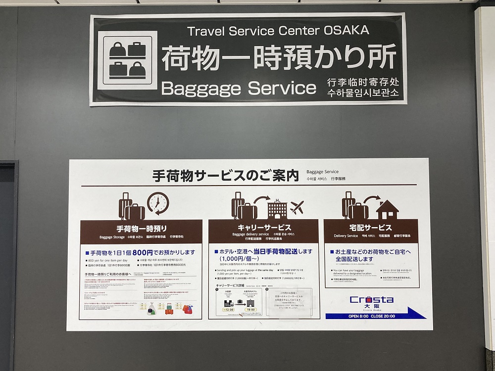 大阪駅の手荷物預かり所・説明案内版