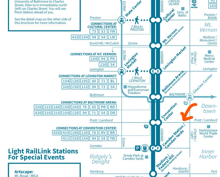 ボルティモアのライトレール路線図