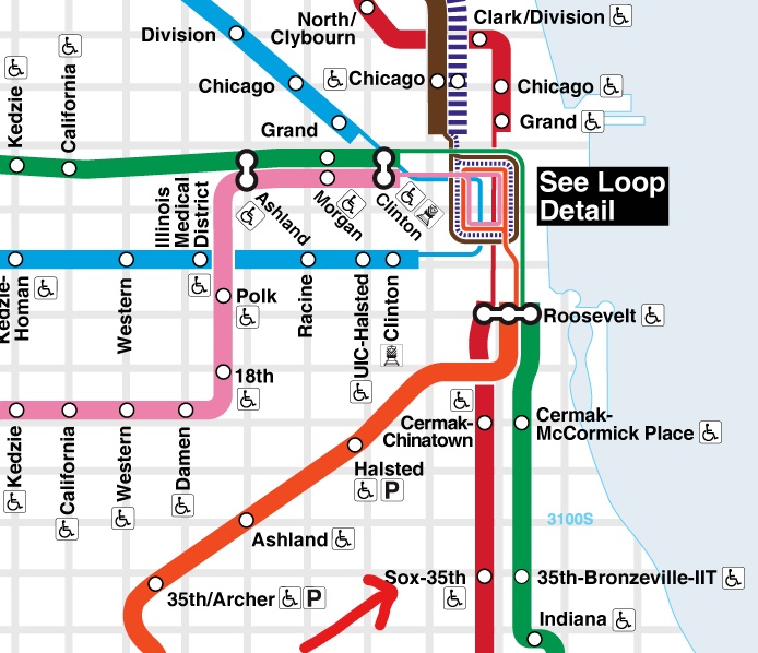 シカゴCTA電車・レッドラインの路線図