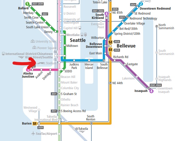 シアトルのライトレール路線図