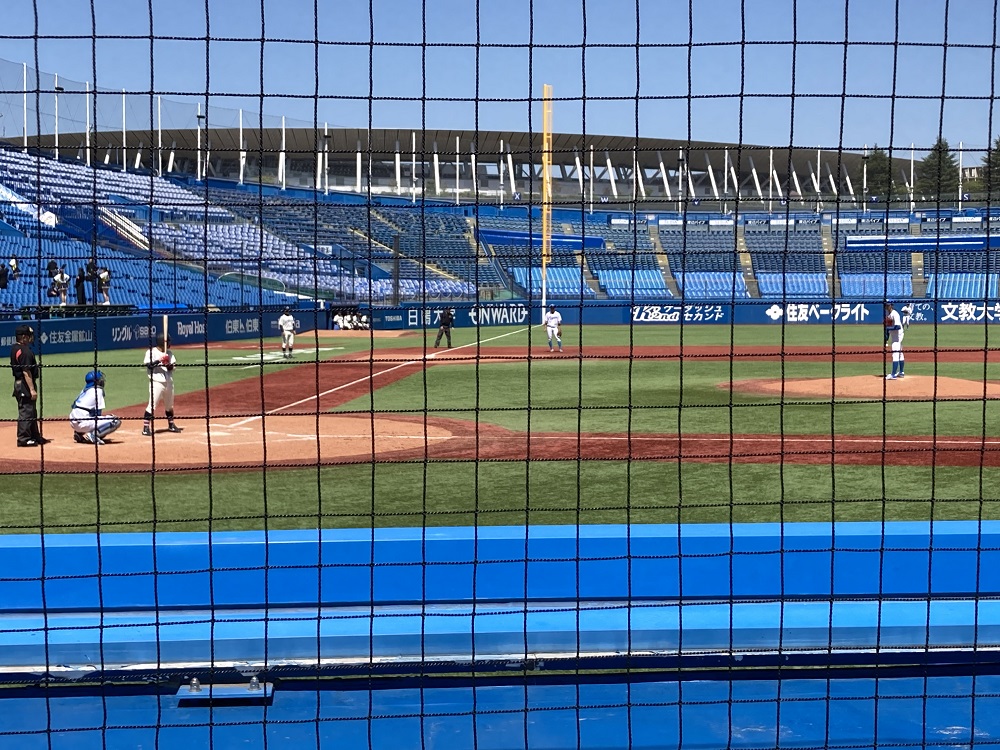 明治神宮野球場の1塁側内野席（9段50番）