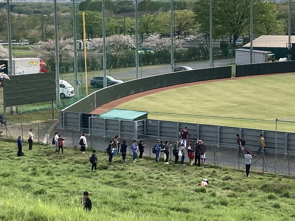 戸田球場のビジター選手のサインエリア