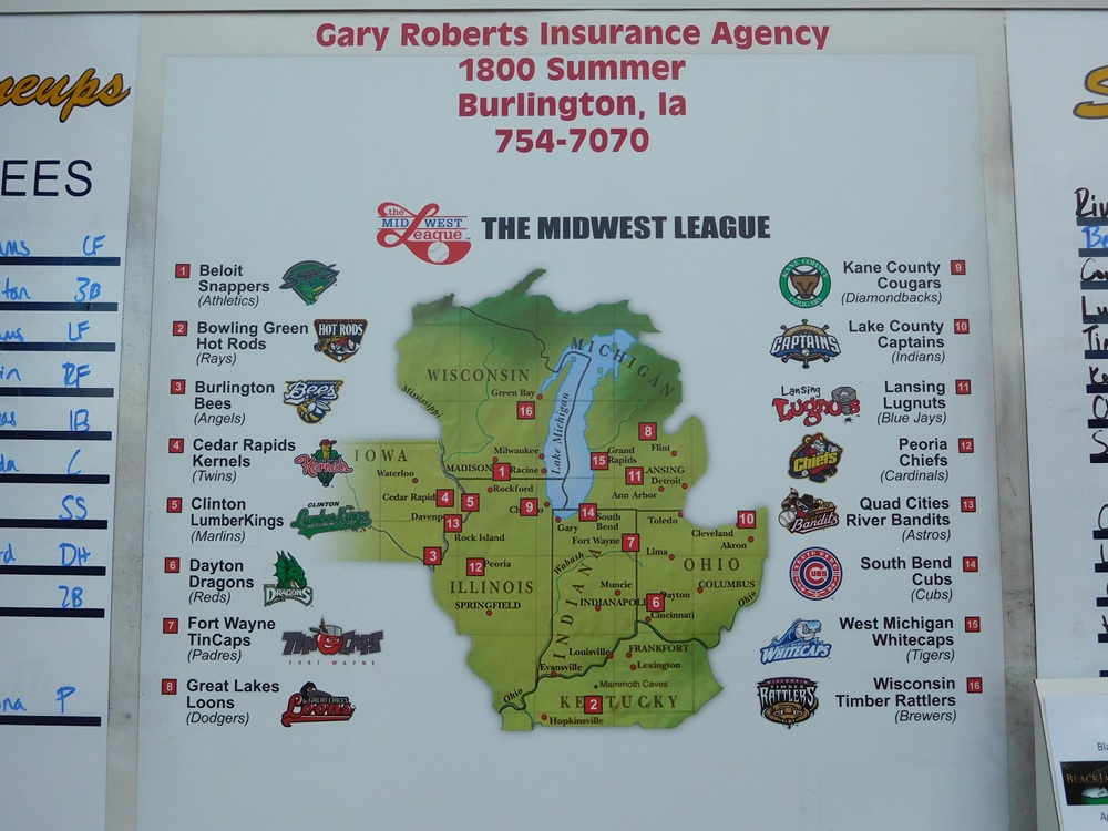 Midwest Leagueの地図